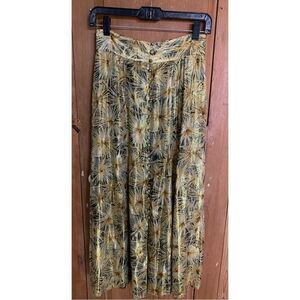 The Kooples Paris gold metallic floral print flared midi skirt